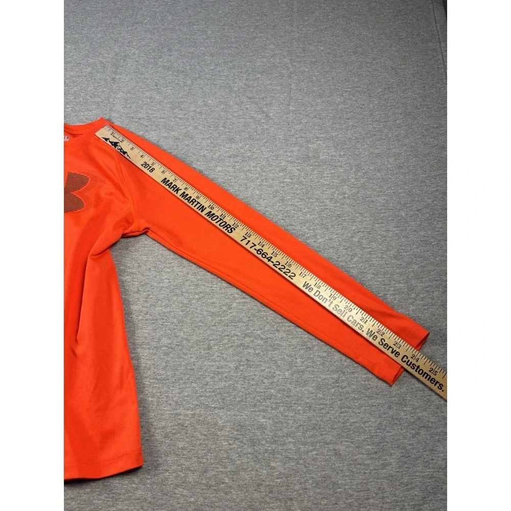 Boys Orange Under Armour HeatGear Pullover Long Sleeve Shirt Youth Medium YMD